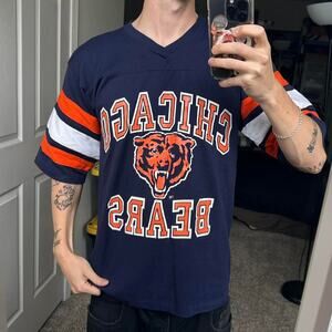 Vintage 80s 90s Logo 7 Chicago Bears VNeck 3qt Jersey Shirt